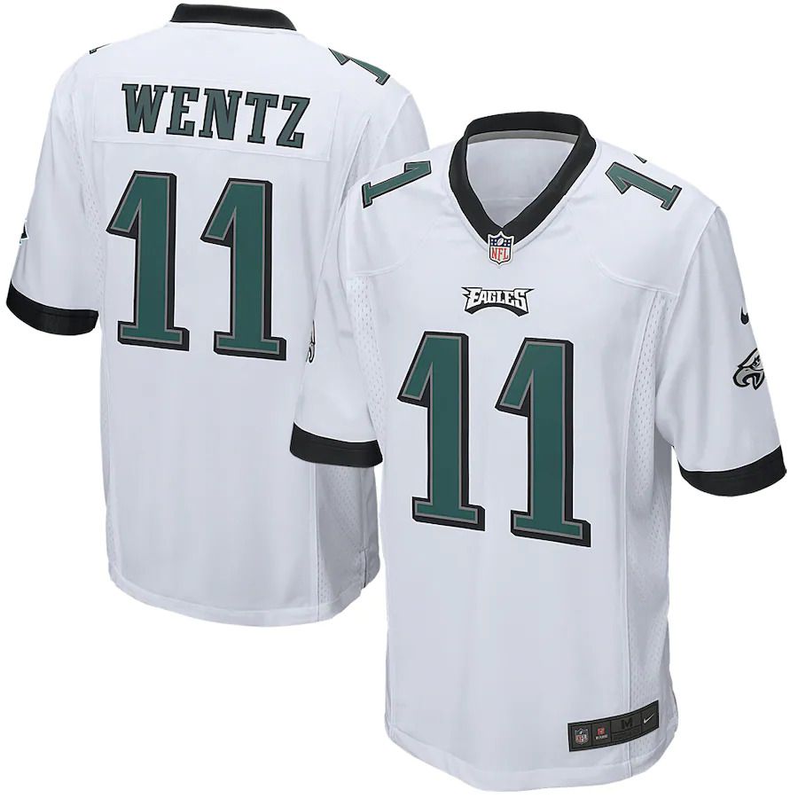 Men Philadelphia Eagles 11 Carson Wentz Nike White Game NFL Jersey